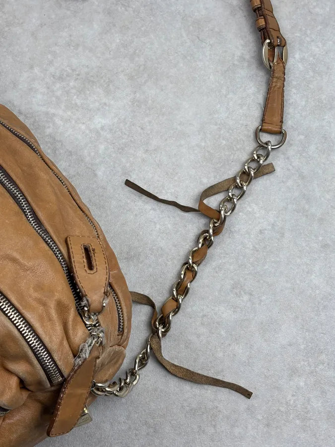 SS2010 Dolce & Gabbana Brown Leather Zip Bowling Shoulder Bag oMsiYeK 5