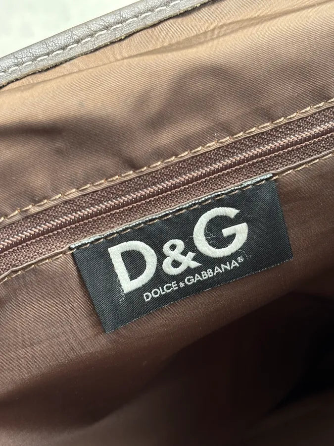 AW2004 Dolce & Gabbana Brown Leather Calf Hair Shoulder Bag oAkWDwn 15