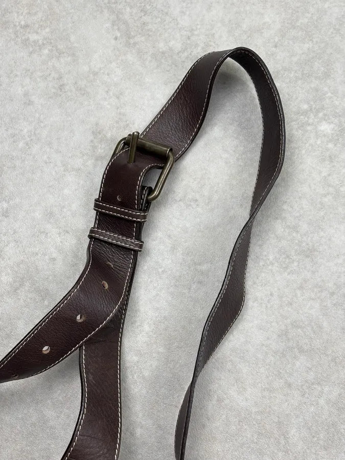 AW2004 Dolce & Gabbana Brown Leather Calf Hair Shoulder Bag oAkWDwn 7