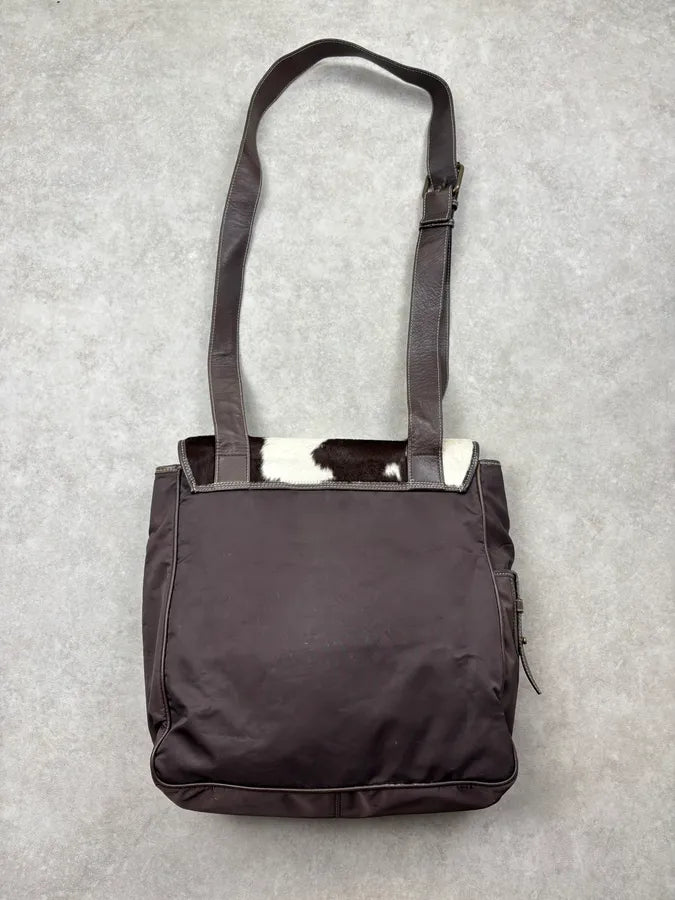 AW2004 Dolce & Gabbana Brown Leather Calf Hair Shoulder Bag oAkWDwn 8