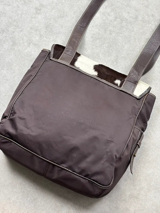 AW2004 Dolce & Gabbana Brown Leather Calf Hair Shoulder Bag oAkWDwn 9