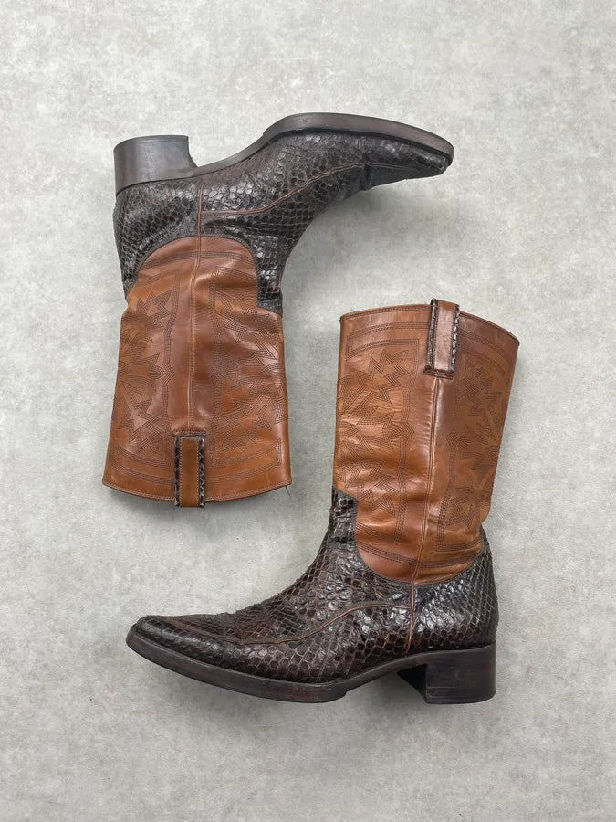 Dolce & Gabbana Brown Python Leather Western Boots RCWWcKm 1