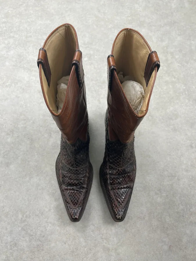 Dolce & Gabbana Brown Python Leather Western Boots RCWWcKm 3