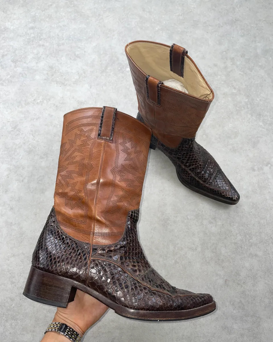 Dolce & Gabbana Brown Python Leather Western Boots RCWWcKm 0