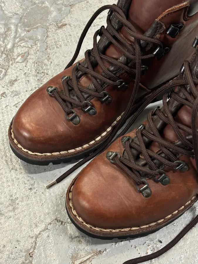 AW2004 Dolce & Gabbana Brown Leather Hiking Lace-Up Boots AKyBtKm 3