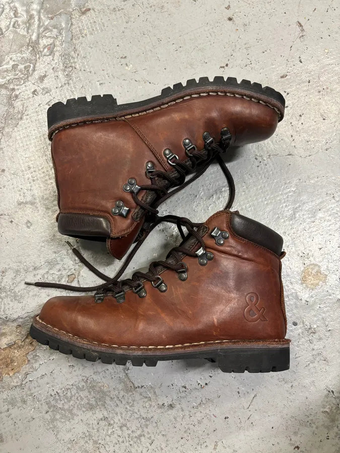 AW2004 Dolce & Gabbana Brown Leather Hiking Lace-Up Boots AKyBtKm 6