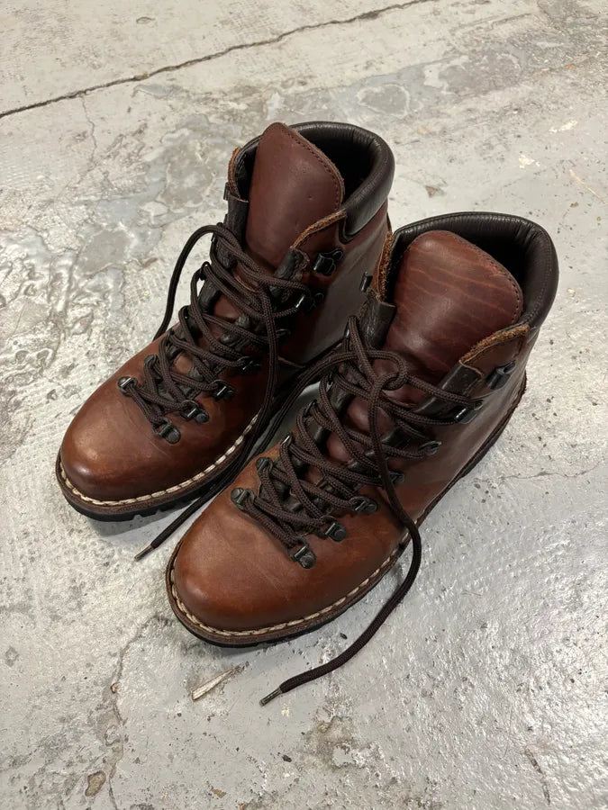 AW2004 Dolce & Gabbana Brown Leather Hiking Lace-Up Boots AKyBtKm 2