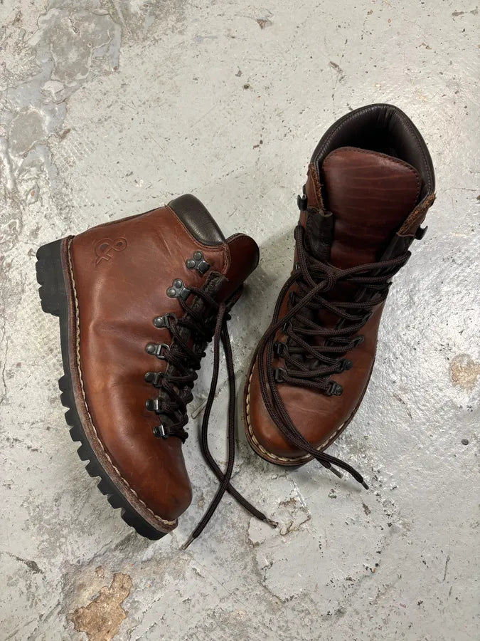 AW2004 Dolce & Gabbana Brown Leather Hiking Lace-Up Boots AKyBtKm 5