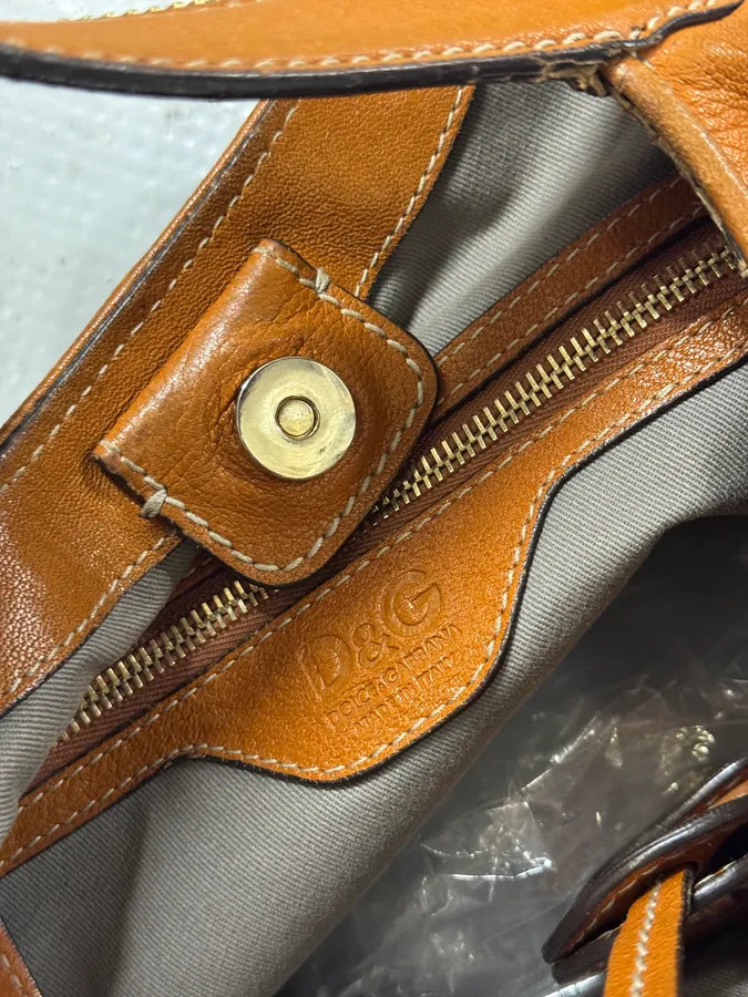 Dolce & Gabbana Brown Leather Hobo Handle Zip Bag zXRbAYQ 6