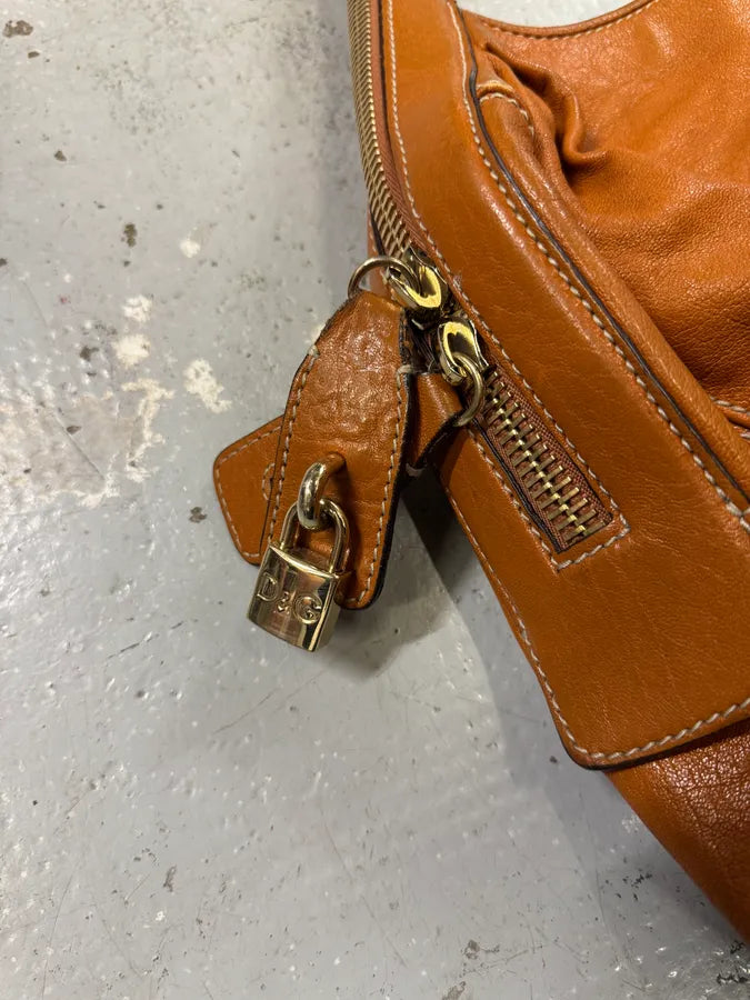Dolce & Gabbana Brown Leather Hobo Handle Zip Bag zXRbAYQ 8