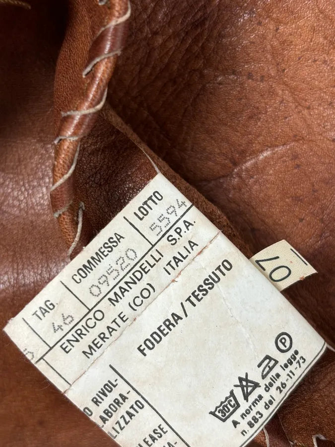 1990s Dolce & Gabbana Whipstitched Brown Leather Jacket zobyGlv 10
