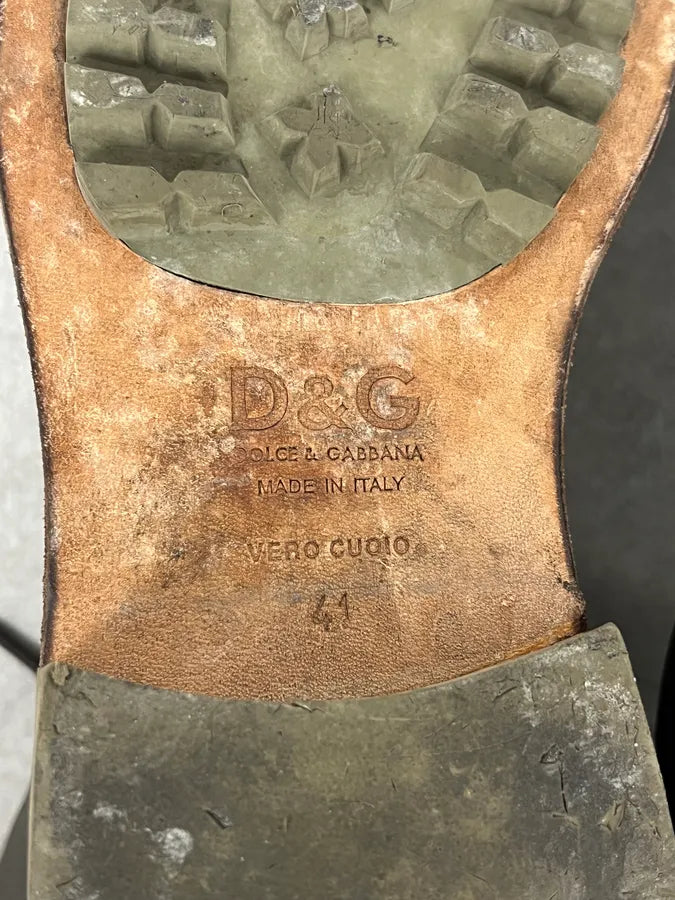 Dolce & Gabbana Brown Leather Lace-Up Boots Shearling-Lined  mrlVzmv 7