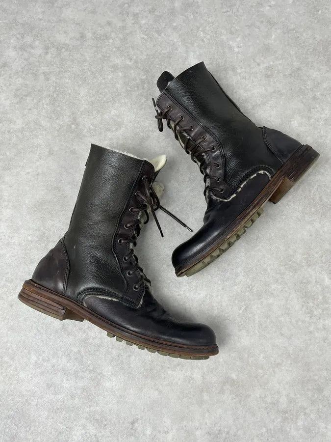 Dolce & Gabbana Brown Leather Lace-Up Boots Shearling-Lined  mrlVzmv 2