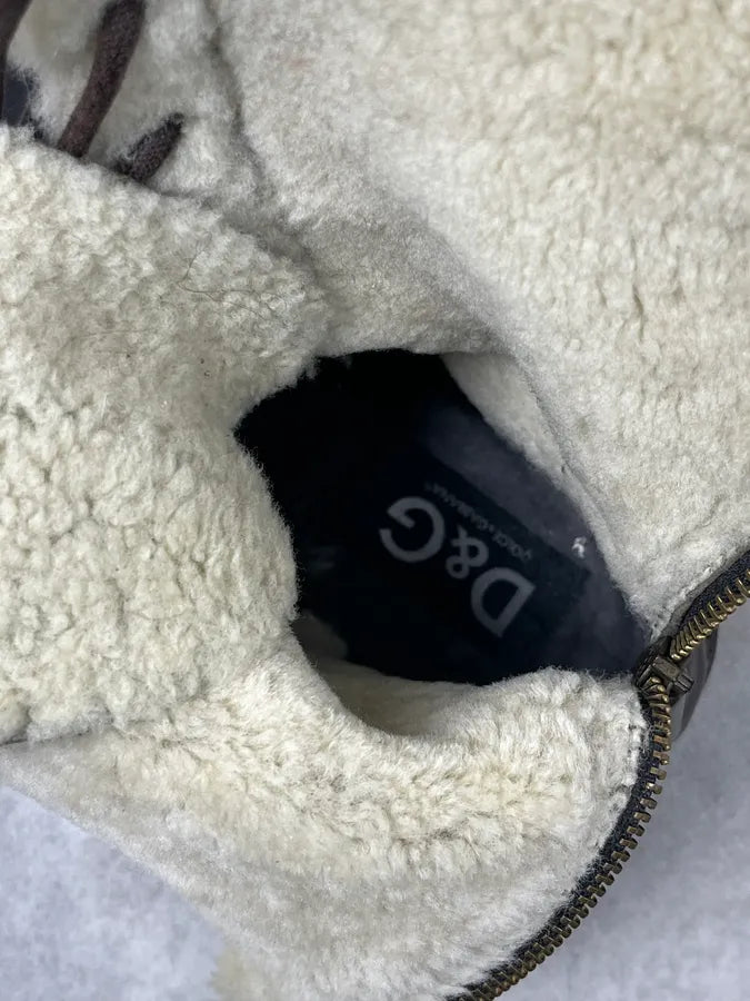 Dolce & Gabbana Brown Leather Lace-Up Boots Shearling-Lined  mrlVzmv 8