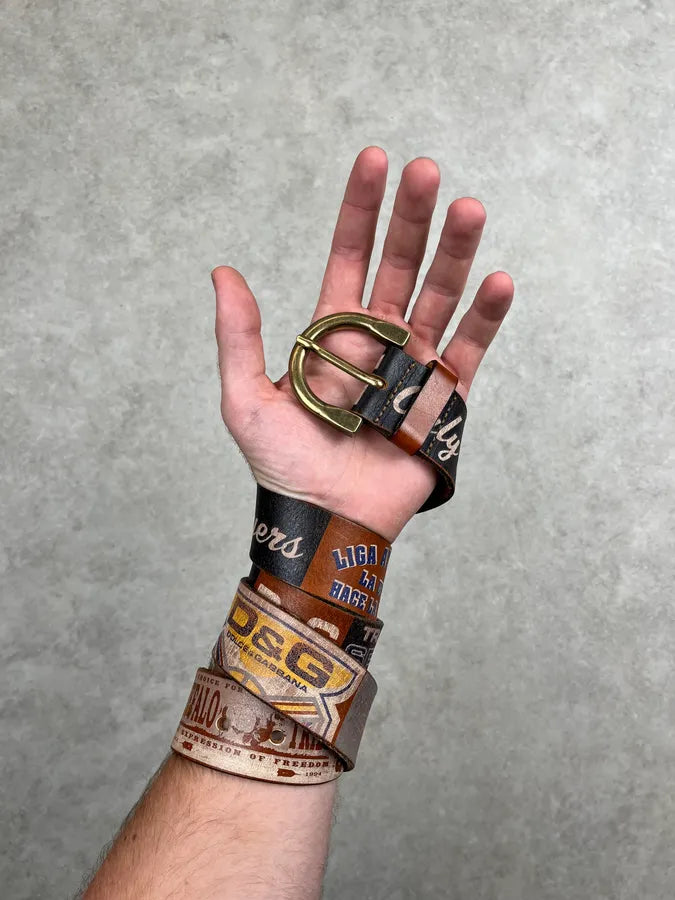 2000s Dolce & Gabbana Brown Multi Logo Leather Belt piQHMSO 1