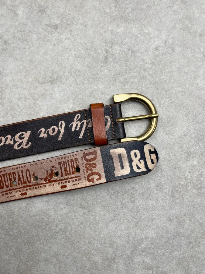 2000s Dolce & Gabbana Brown Multi Logo Leather Belt piQHMSO 5