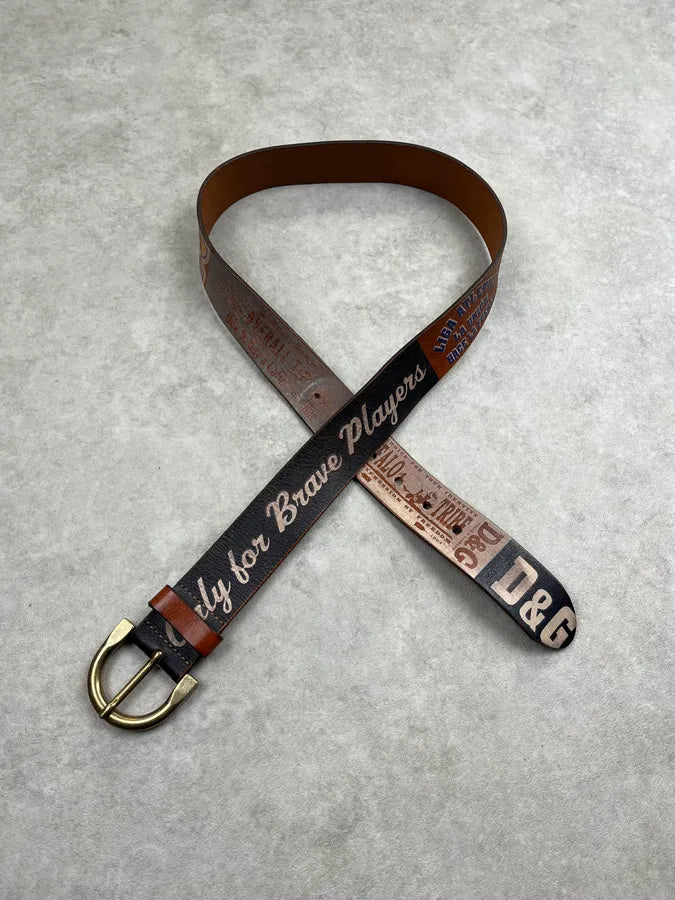 2000s Dolce & Gabbana Brown Multi Logo Leather Belt piQHMSO 3