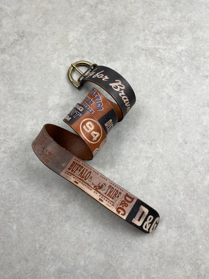 2000s Dolce & Gabbana Brown Multi Logo Leather Belt piQHMSO 2