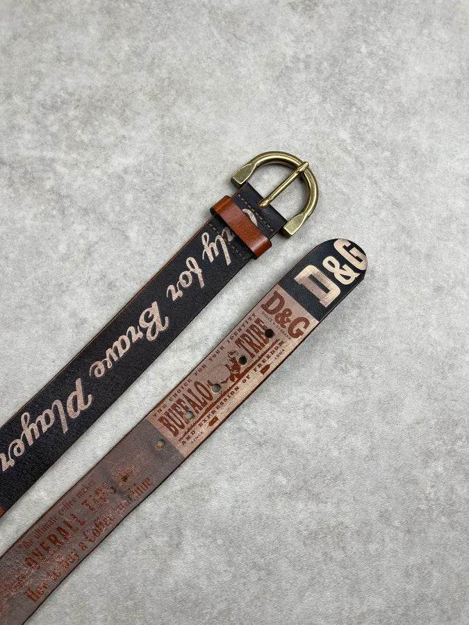 2000s Dolce & Gabbana Brown Multi Logo Leather Belt piQHMSO 4