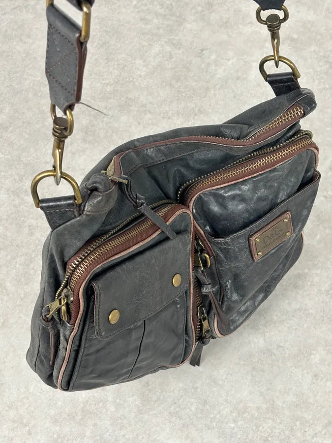 Dolce & Gabbana Faded Black Leather Messenger Bag yKdHGLb 7