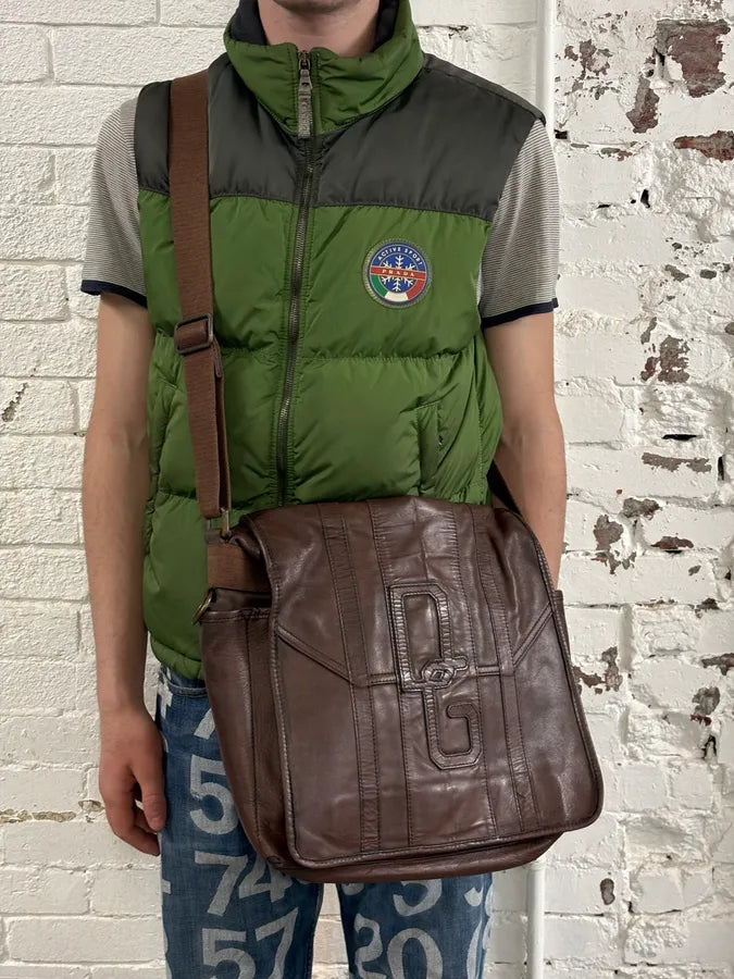 2000s Dolce & Gabbana Brown Leather Messenger Bag  wQMkkJo 0