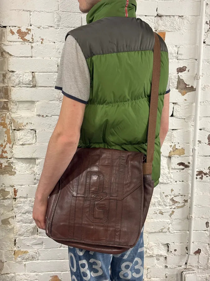 2000s Dolce & Gabbana Brown Leather Messenger Bag  wQMkkJo 1