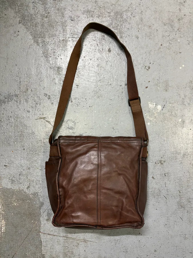 2000s Dolce & Gabbana Brown Leather Messenger Bag  wQMkkJo 4