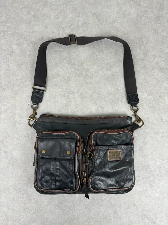 Dolce & Gabbana Faded Black Leather Messenger Bag yKdHGLb 0
