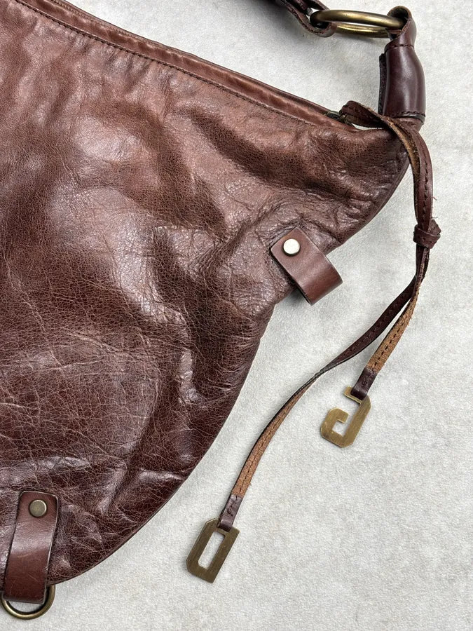SS2003 Dolce & Gabbana Brown Leather Multi-Pocket Shoulder Bag ejLMVgB 9