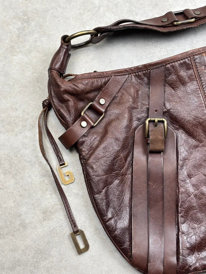 SS2003 Dolce & Gabbana Brown Leather Multi-Pocket Shoulder Bag ejLMVgB 3