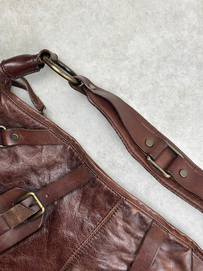 SS2003 Dolce & Gabbana Brown Leather Multi-Pocket Shoulder Bag ejLMVgB 5