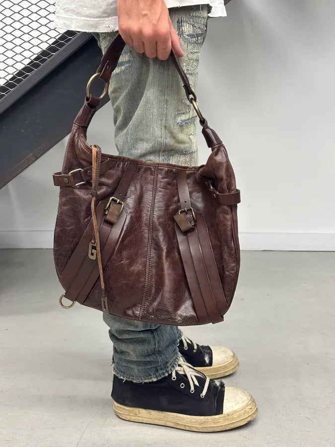 SS2003 Dolce & Gabbana Brown Leather Multi-Pocket Shoulder Bag ejLMVgB 1