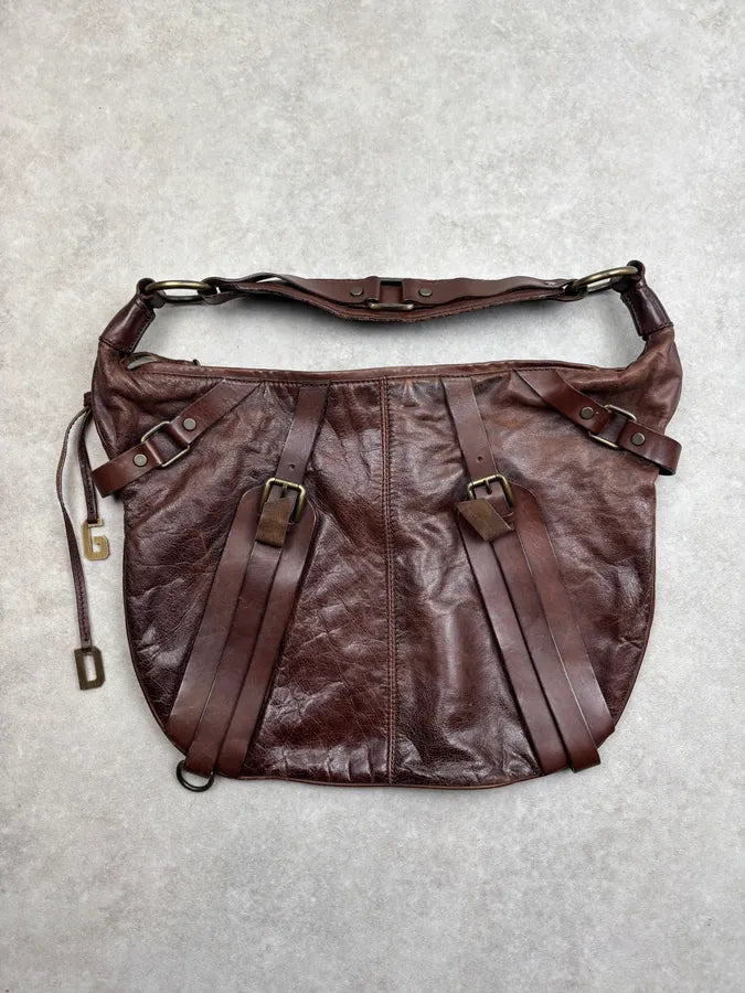 SS2003 Dolce & Gabbana Brown Leather Multi-Pocket Shoulder Bag ejLMVgB 0