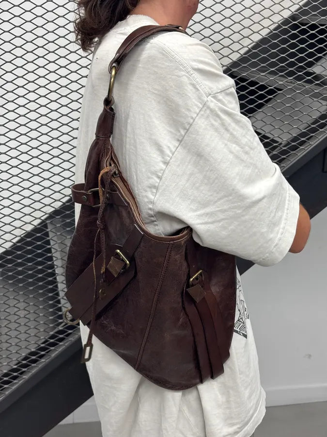 SS2003 Dolce & Gabbana Brown Leather Multi-Pocket Shoulder Bag ejLMVgB 2