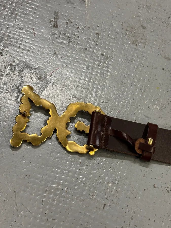 AW2006 Dolce & Gabbana Brown Leather Ornamental Buckle Belt WosrFhI 8