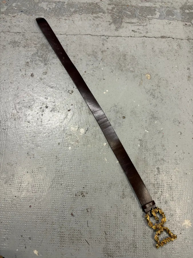 AW2006 Dolce & Gabbana Brown Leather Ornamental Buckle Belt WosrFhI 6