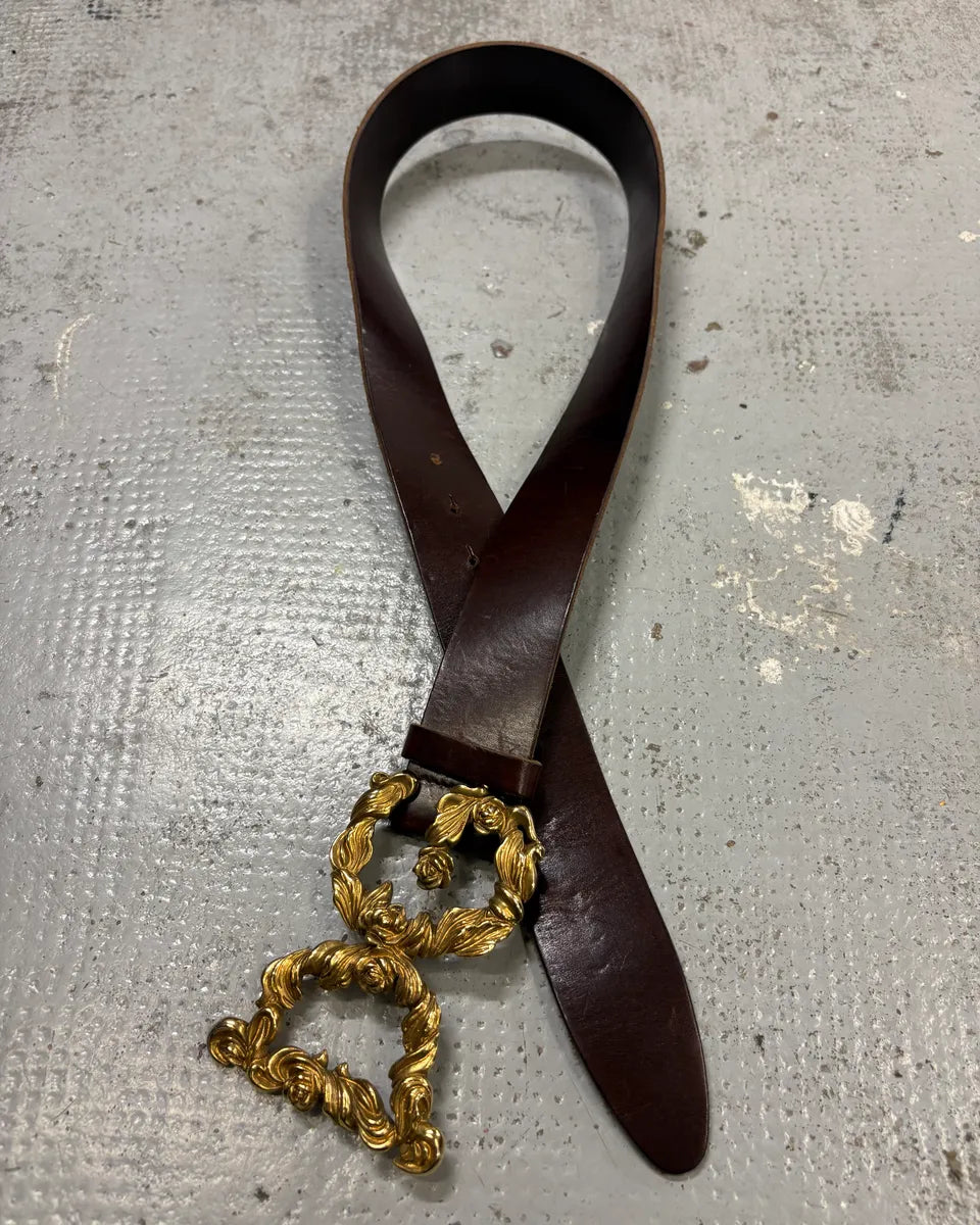 AW2006 Dolce & Gabbana Brown Leather Ornamental Buckle Belt WosrFhI 3