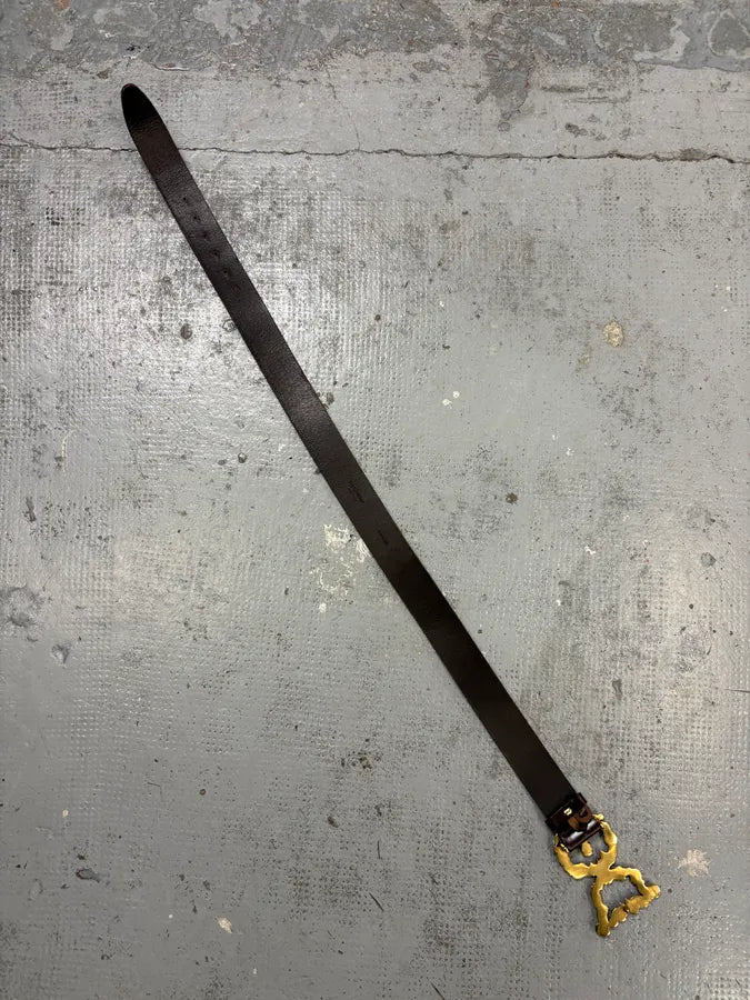AW2006 Dolce & Gabbana Brown Leather Ornamental Buckle Belt WosrFhI 7