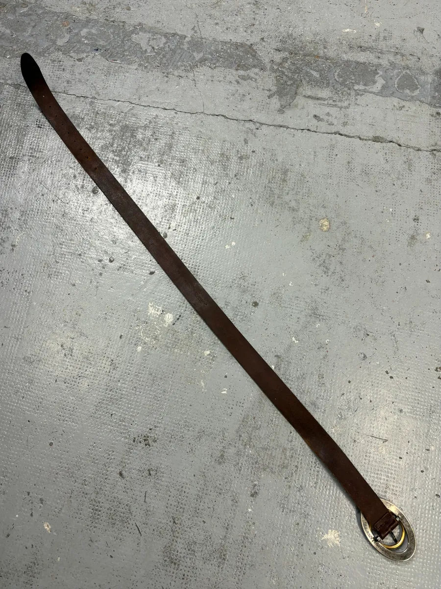 2000s Dolce & Gabbana Brown Leather Oval Buckle Belt DJeBTFa 8