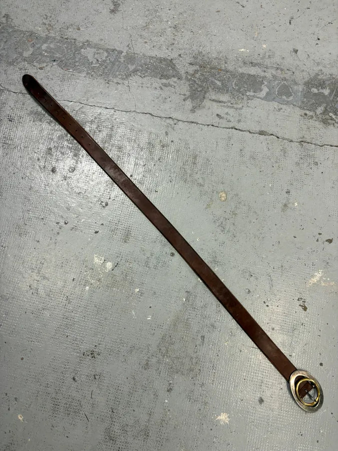 2000s Dolce & Gabbana Brown Leather Oval Buckle Belt DJeBTFa 9