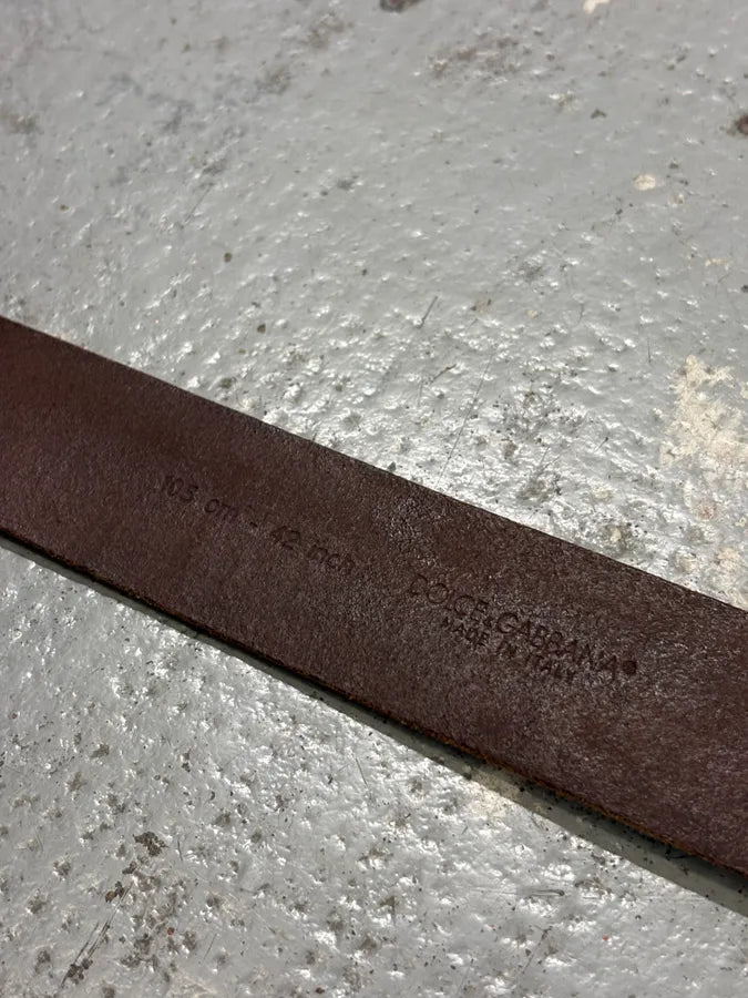 2000s Dolce & Gabbana Brown Leather Oval Buckle Belt DJeBTFa 6