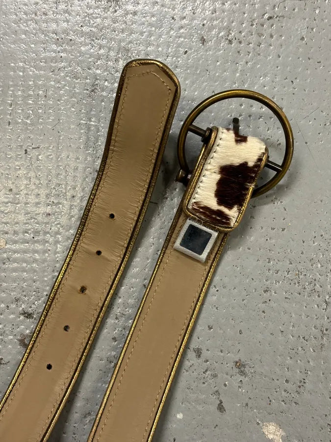 2000s Dolce & Gabbana Brown Pony Hair Leather Cowhide Belt fKqvEbU 4