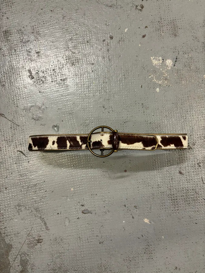 2000s Dolce & Gabbana Brown Pony Hair Leather Cowhide Belt fKqvEbU 1