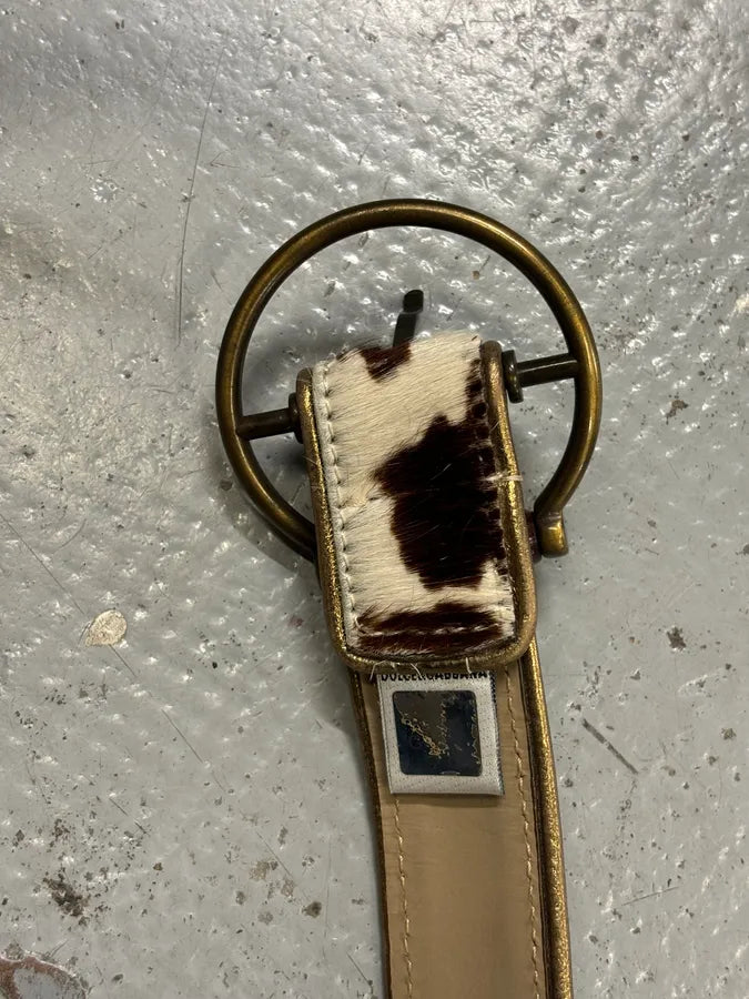 2000s Dolce & Gabbana Brown Pony Hair Leather Cowhide Belt fKqvEbU 5