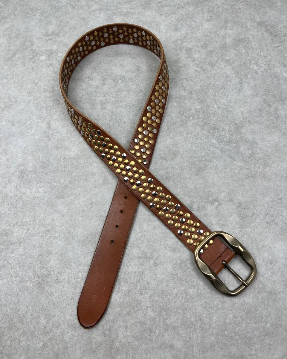 Dolce & Gabbana Brown Leather Studded Belt VlISeap 0