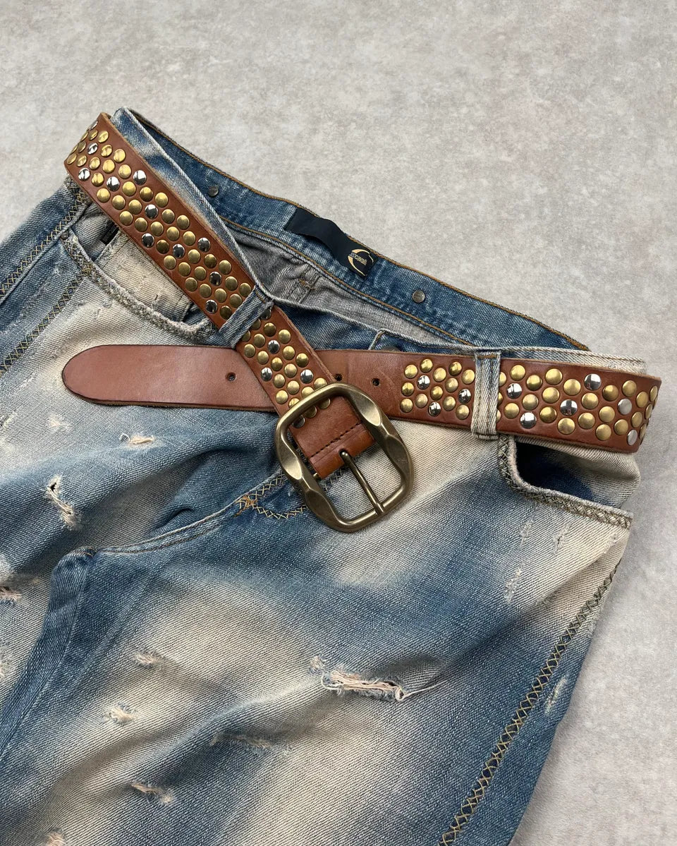 Dolce & Gabbana Brown Leather Studded Belt VlISeap 2