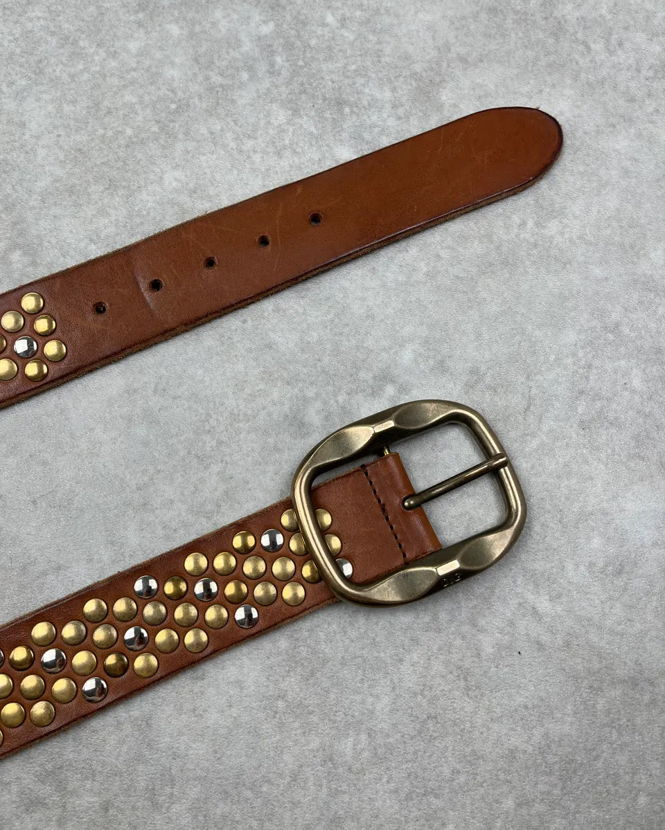 Dolce & Gabbana Brown Leather Studded Belt VlISeap 3