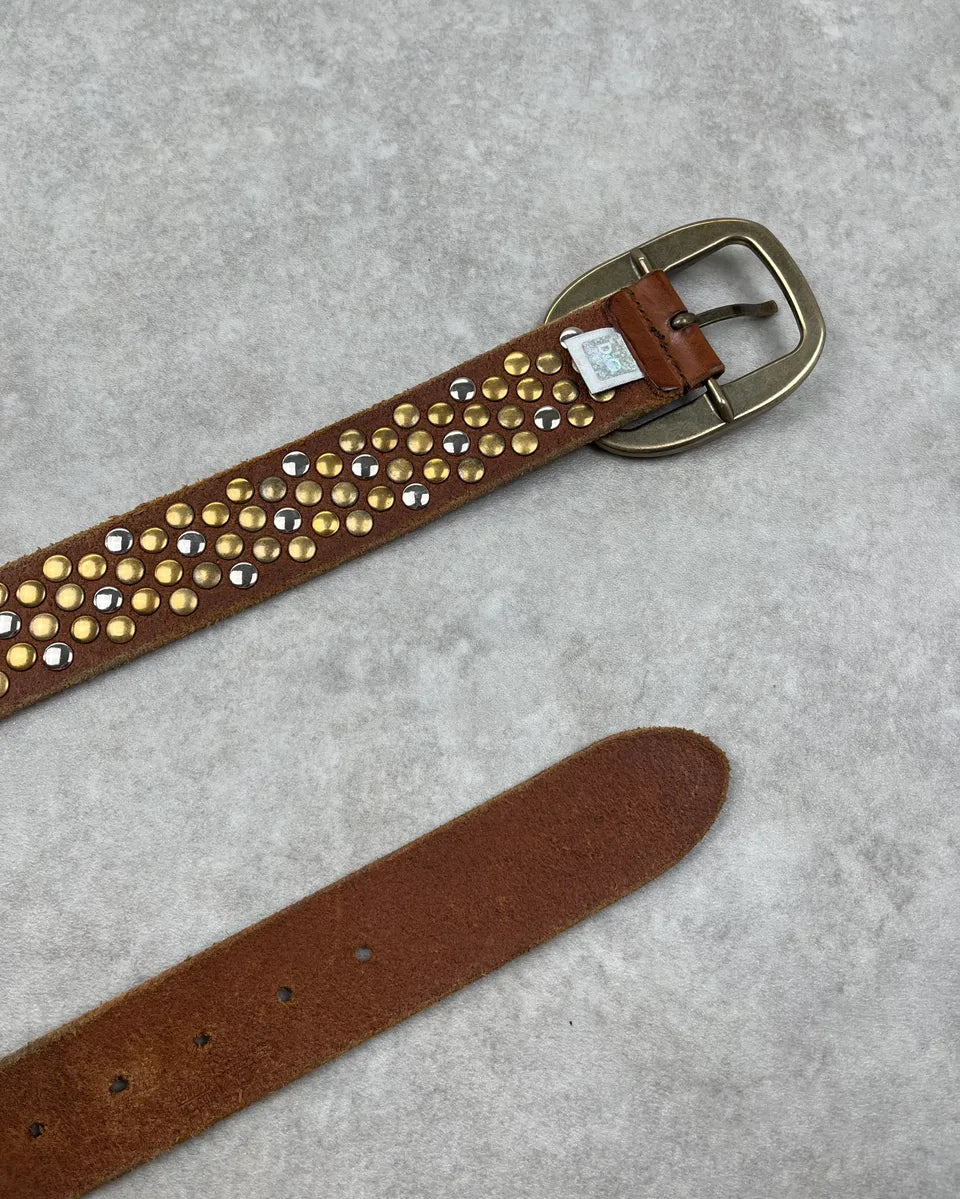 Dolce & Gabbana Brown Leather Studded Belt VlISeap 5