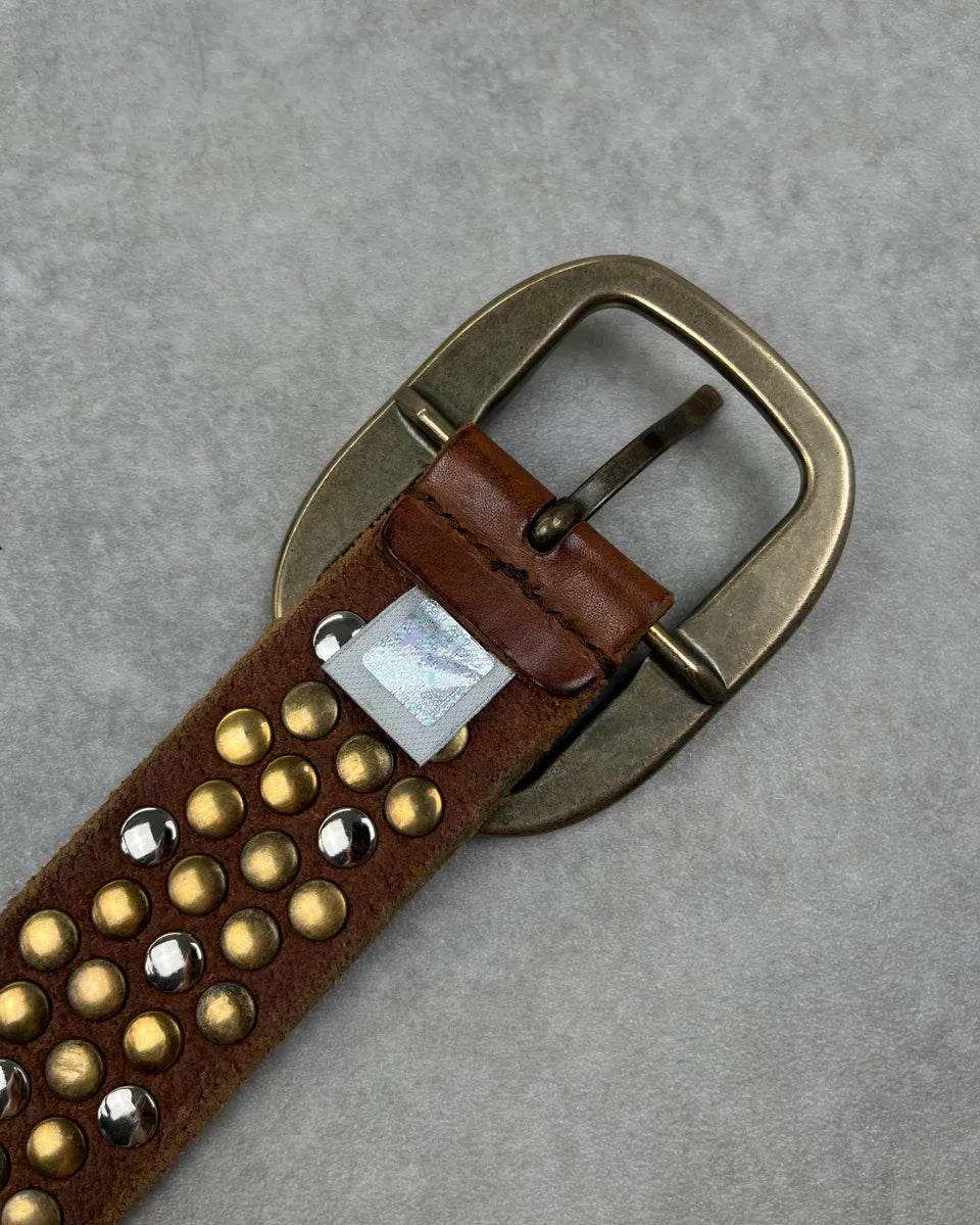 Dolce & Gabbana Brown Leather Studded Belt VlISeap 6