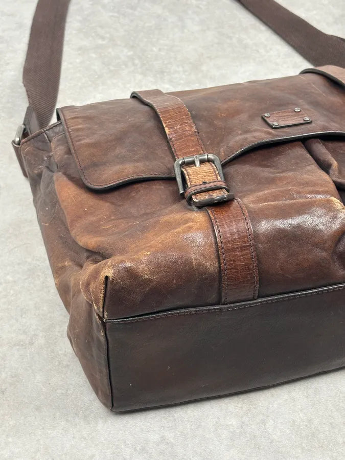 AW2008 Dolce & Gabbana Brown Leather Vintage Messenger Bag tuhAESY 4